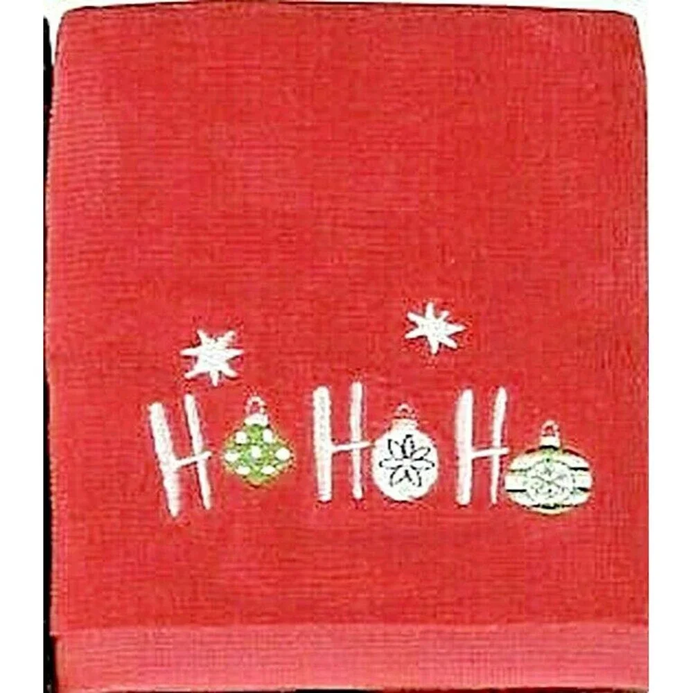 Christmas Fingertip Towels Set of 4 Embroidered Santa Stocking Penguin HoHoHo